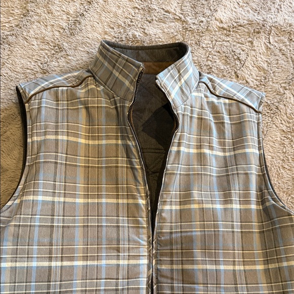 Tommy Bahama Gray Reversible Plaid Quilted Vest Men sz Lg - Picture 9 of 11